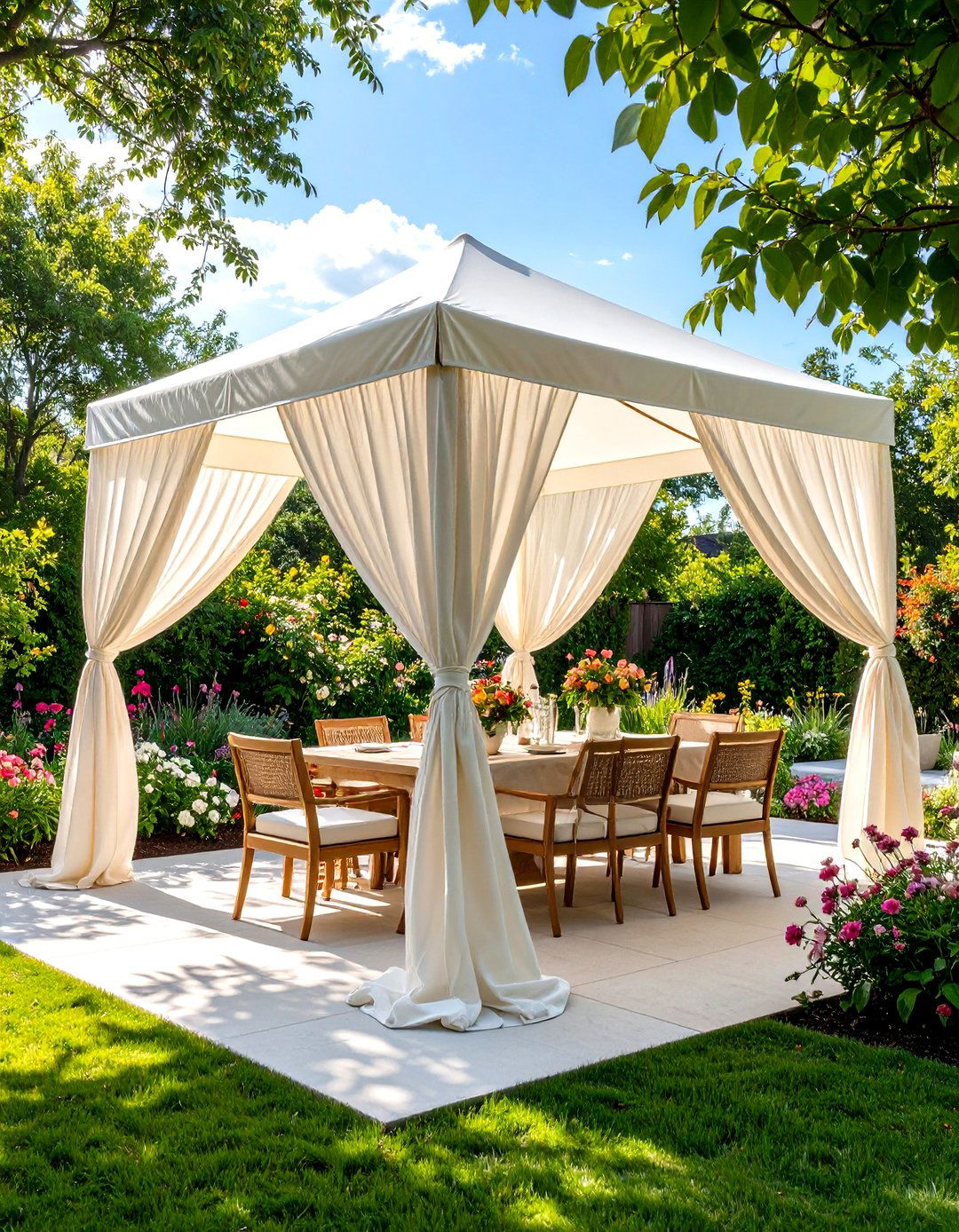 Simple Fabric Canopy for Shade - 30 patio decorating ideas on a budget