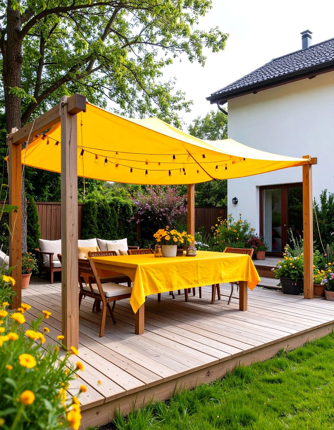 Simple Fabric Drape or Tarp - 30 patio sun shade ideas