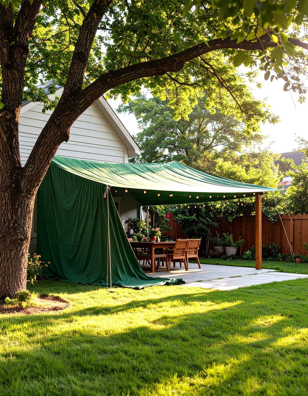 Simple Fabric Tarp Shade - 30 patio covering ideas