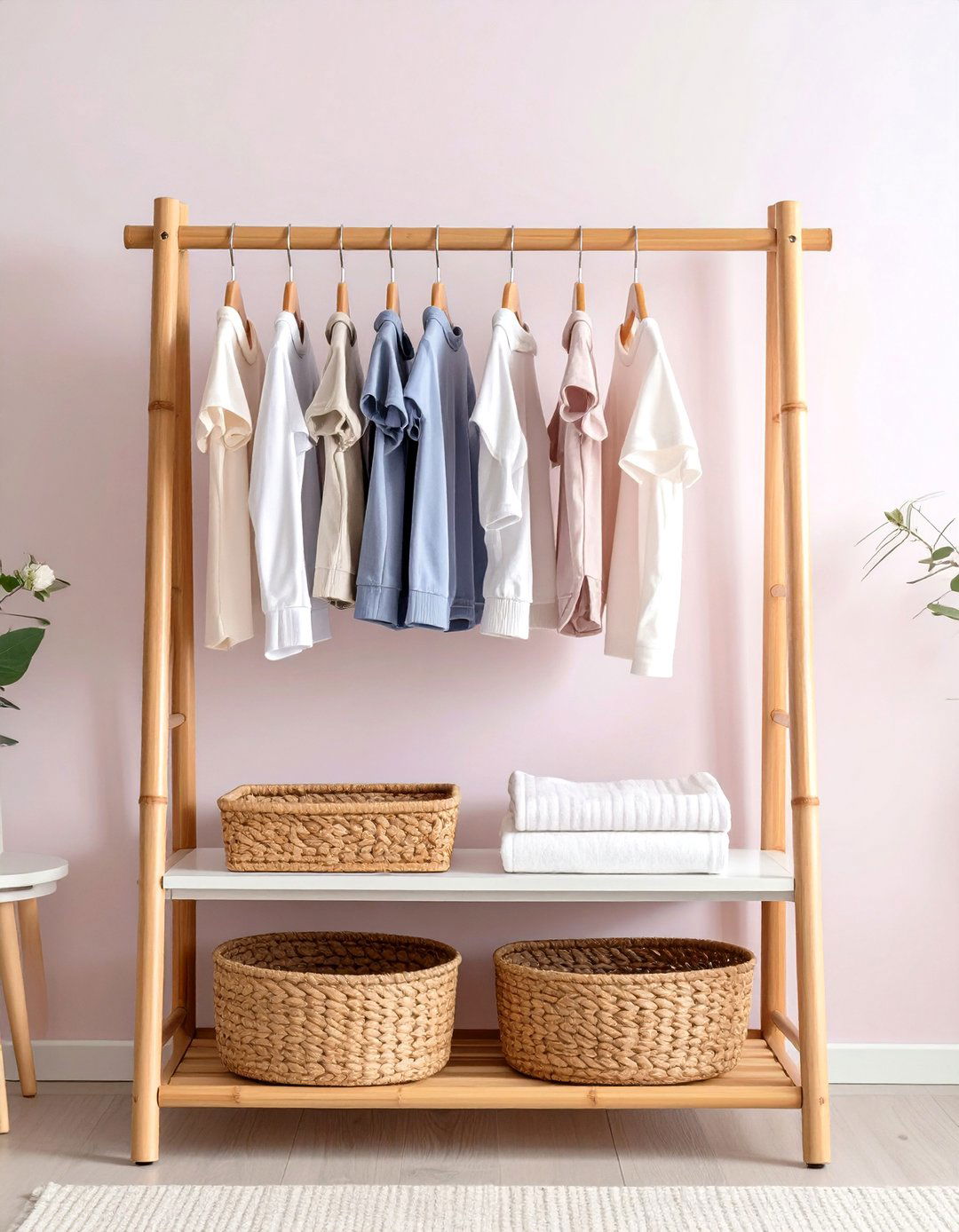 Simple Freestanding Garment Rack - 30 baby closet ideas