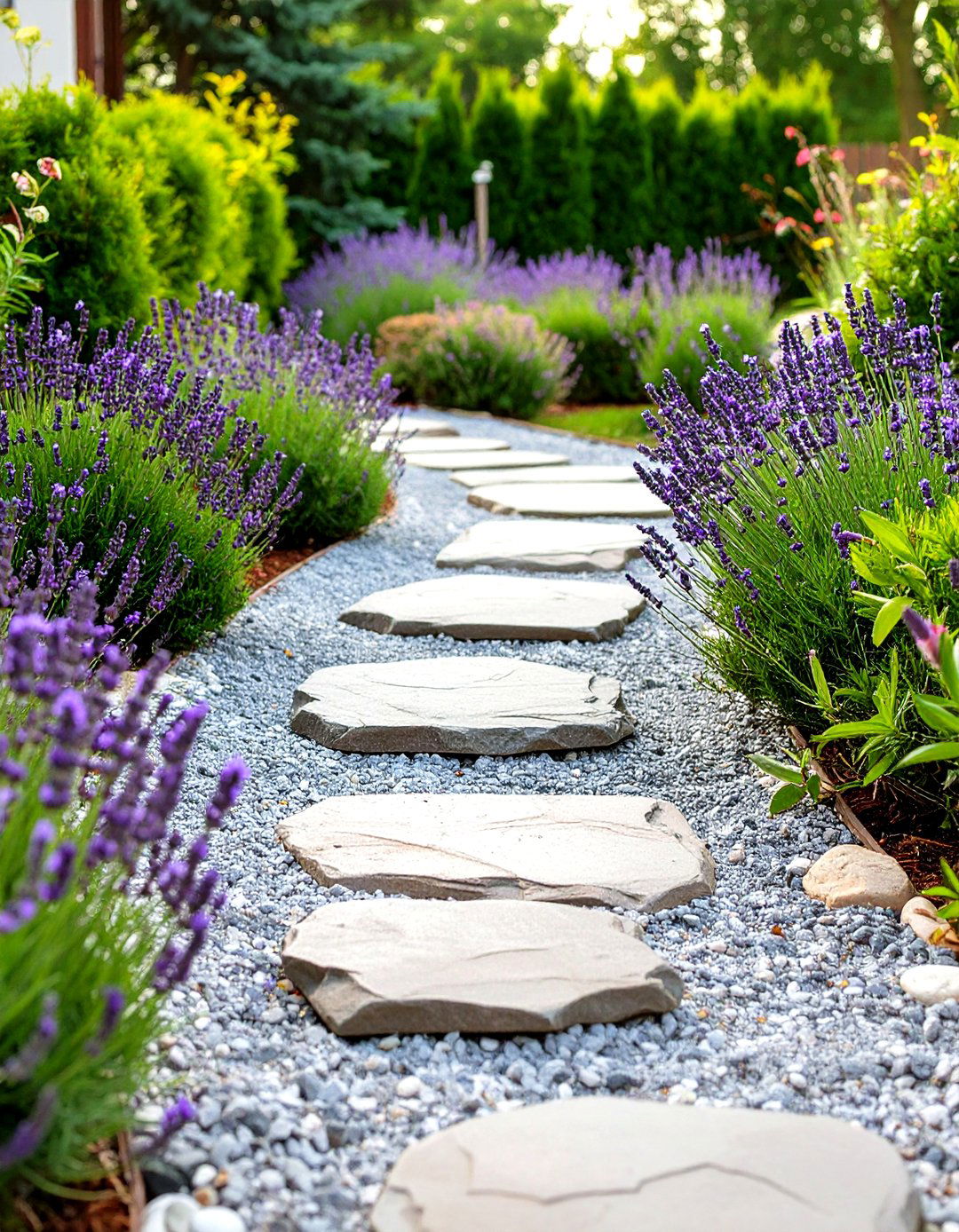 Simple Gravel and Stepping Stone Path - 30 simple garden ideas