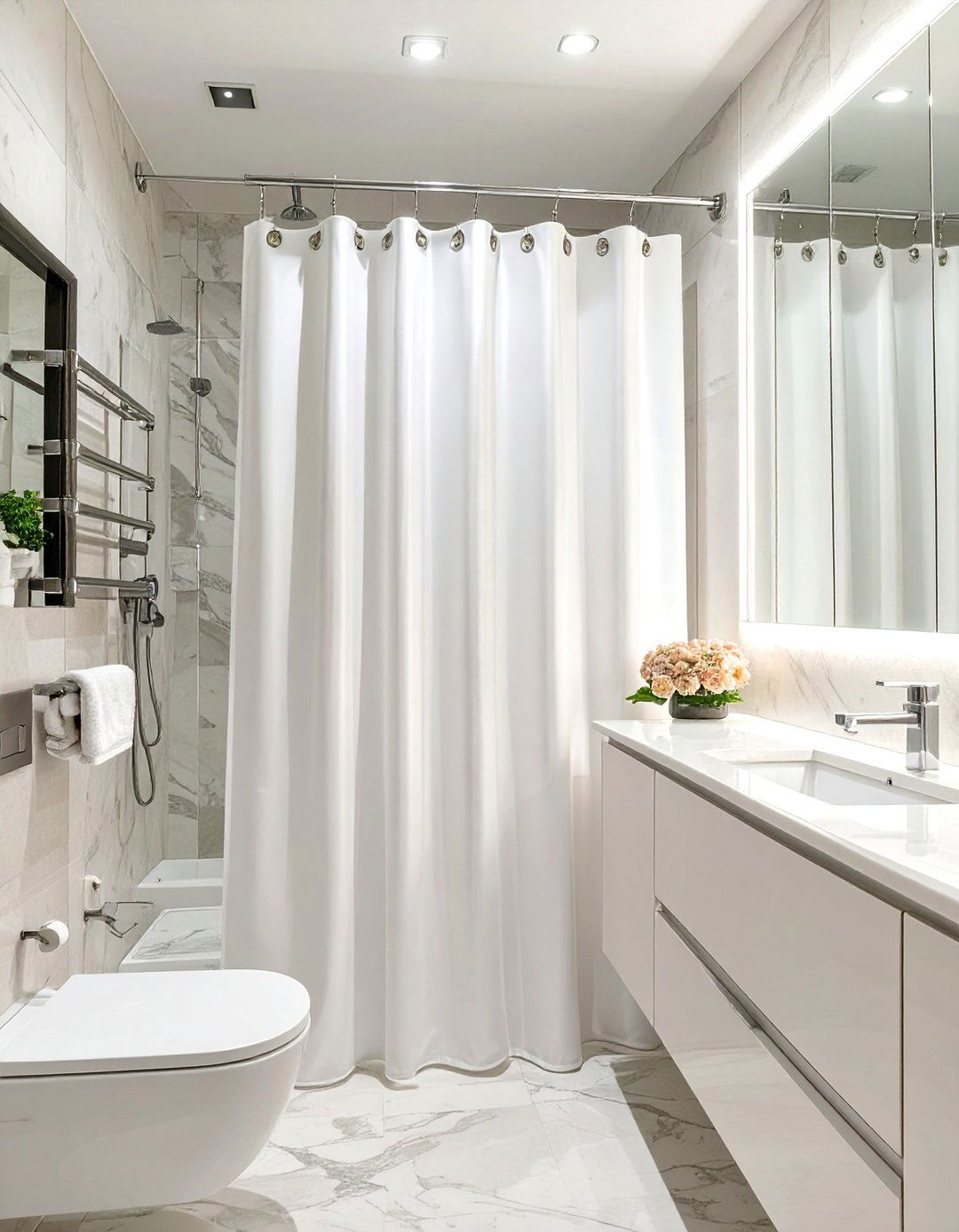 Simple Hookless Shower Curtain - 30 elegant shower curtain ideas