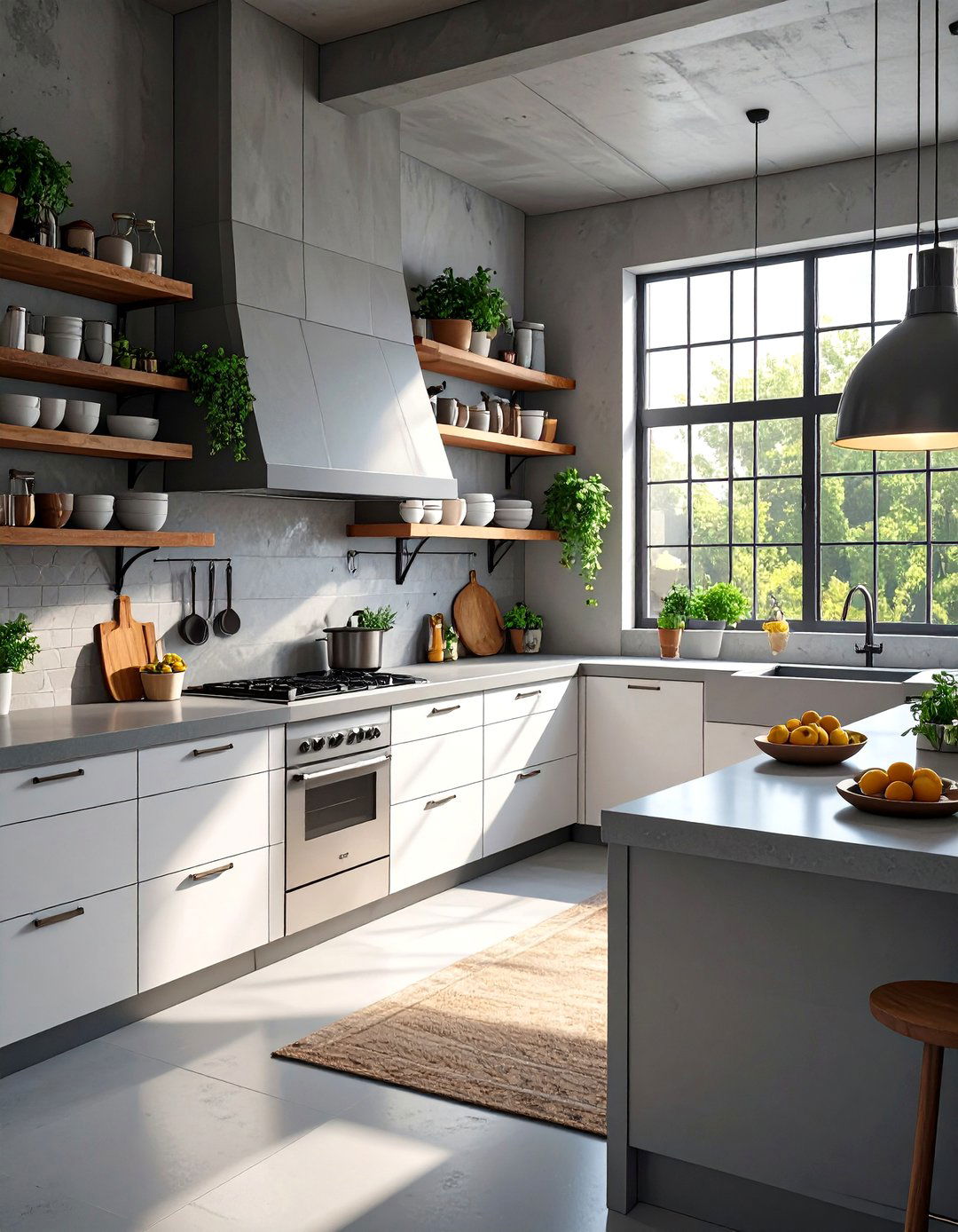 Simple Kitchen with Concrete Countertops - 30 simple kitchen design ideas