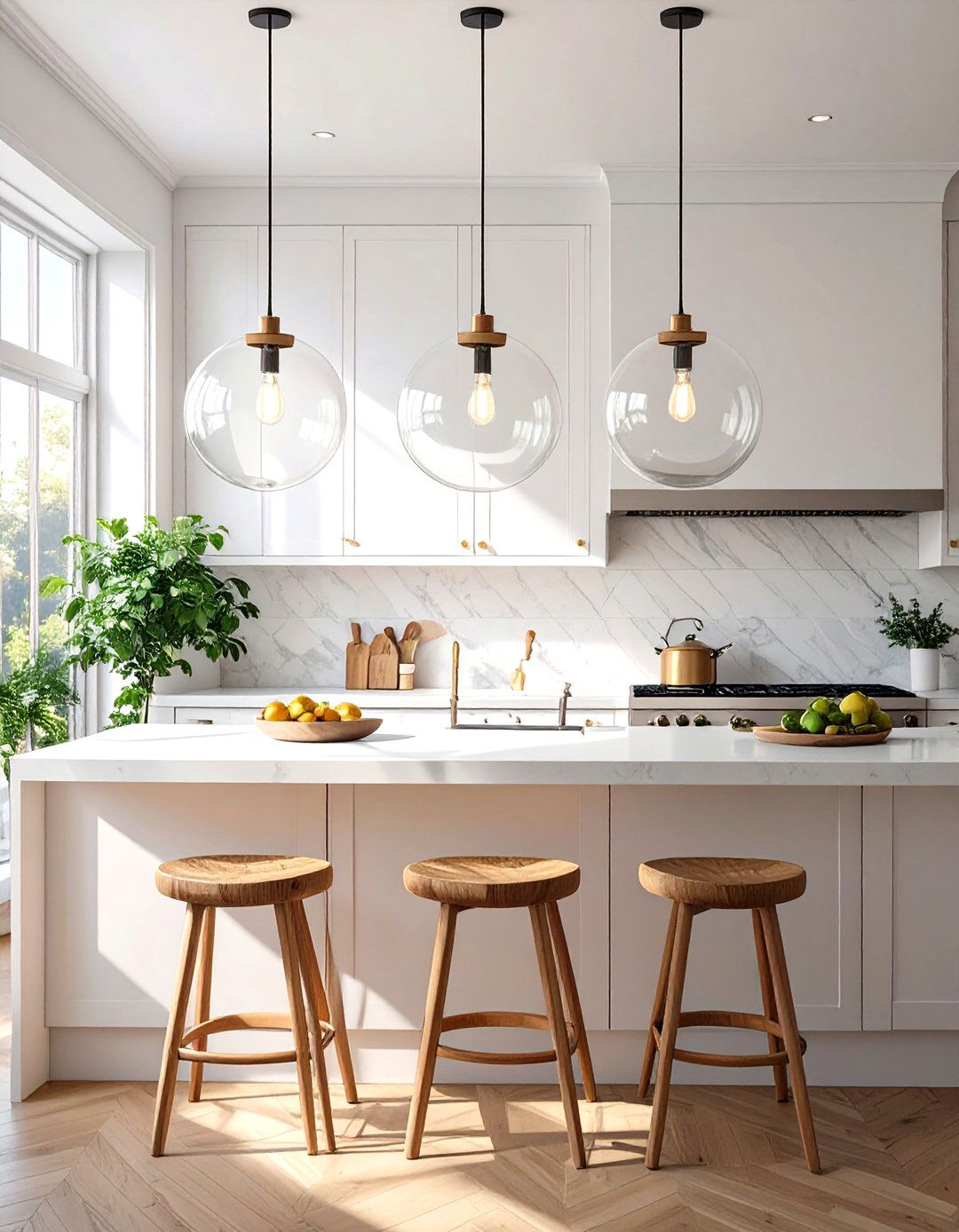 Simple Kitchen with Pendant Lighting - 30 simple kitchen design ideas