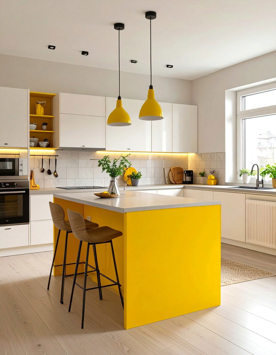 Simple Kitchen with a Single Bold Color Accent - 30 simple kitchen design ideas