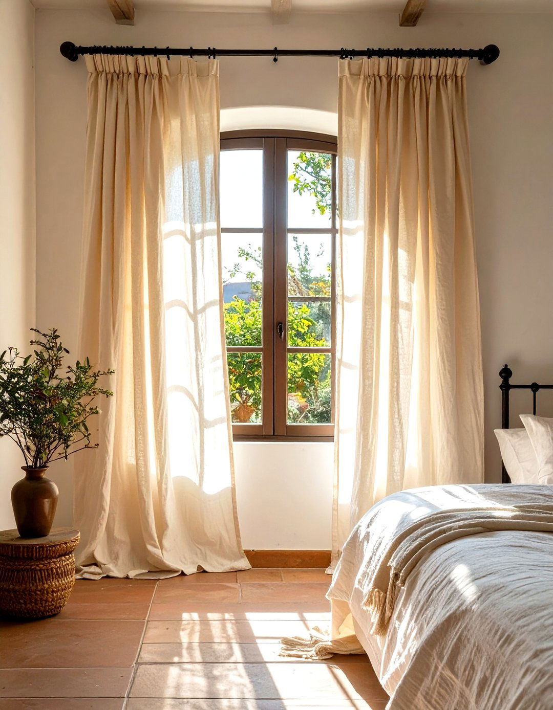 Simple Linen Curtains - 30 spanish interior design ideas