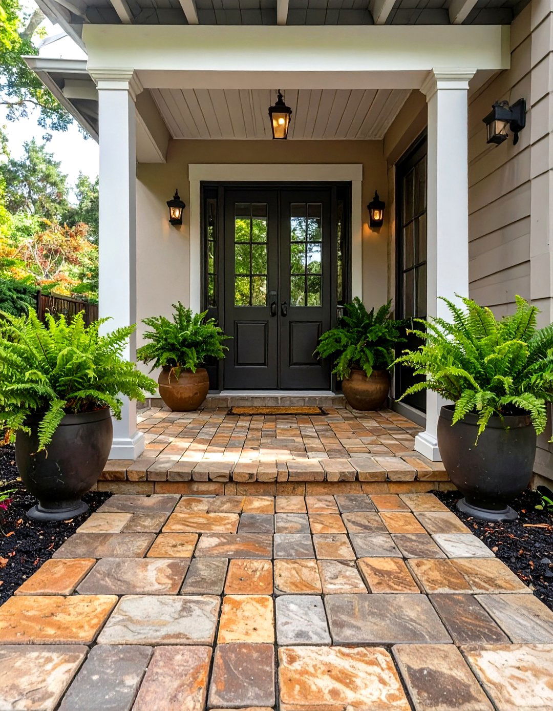 Simple Paver Patio Landing at a Doorstep - 30 simple paver patio ideas