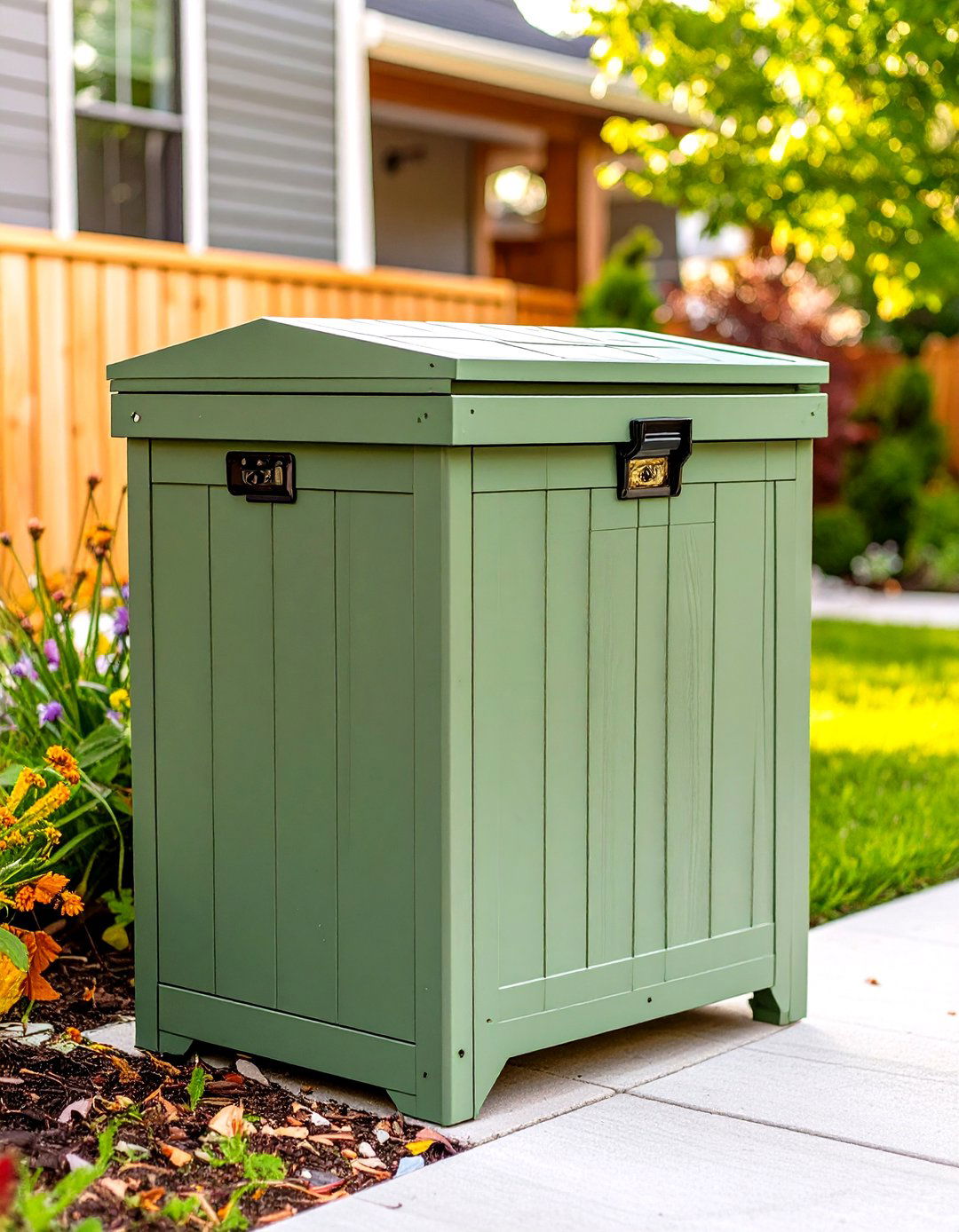 Simple Plywood Garbage Can Box - 30 outdoor garbage can storage ideas
