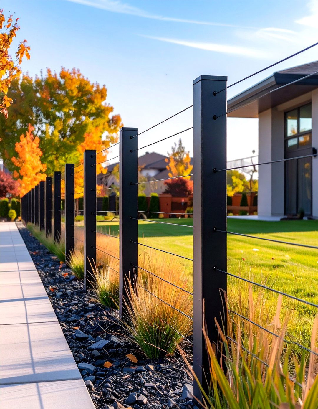 Simple Post and Wire Fence - 30 cheap front yard fence ideas