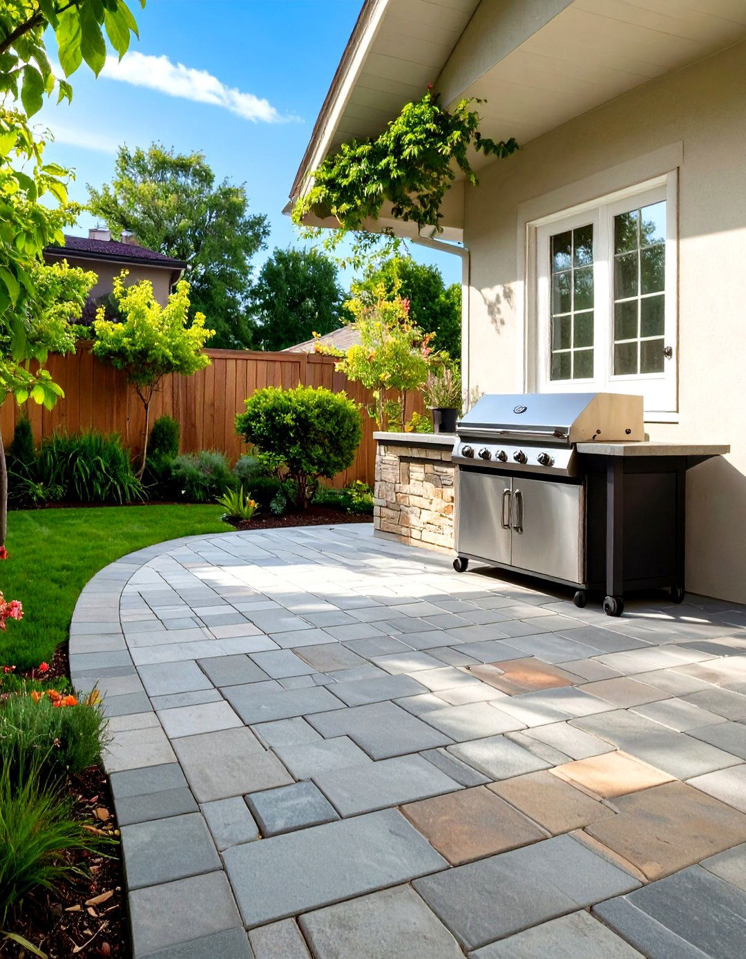 Simple Rectangular Paver Patio for Grilling - 30 simple paver patio ideas