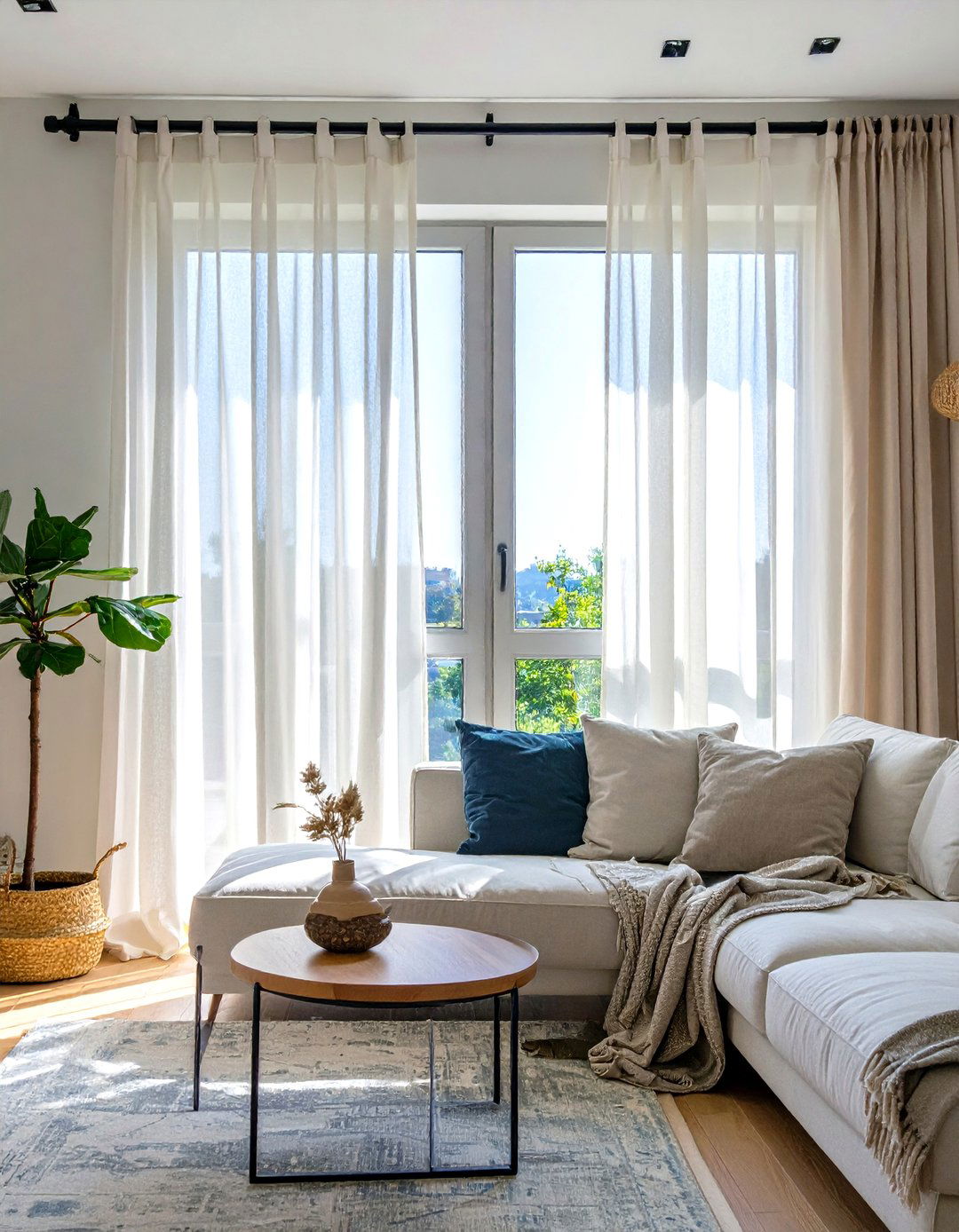 Simple Rod Pocket Sheers - 30 modern curtain designs for living room