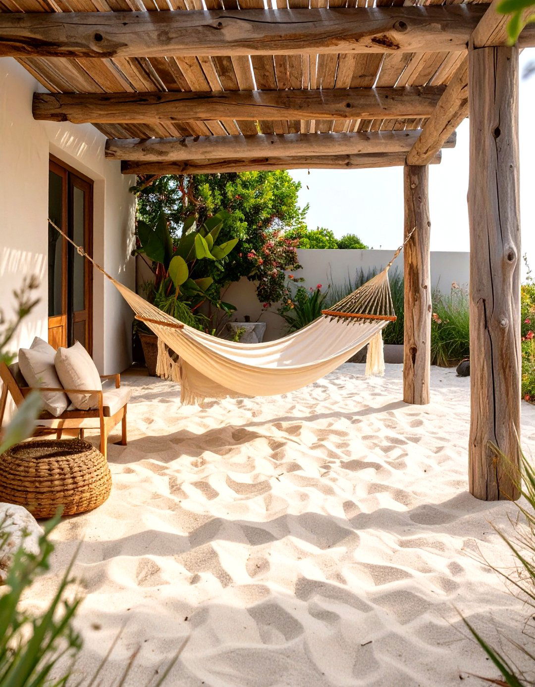 Simple Sand Covered Patio Area - 30 cheap patio floor ideas