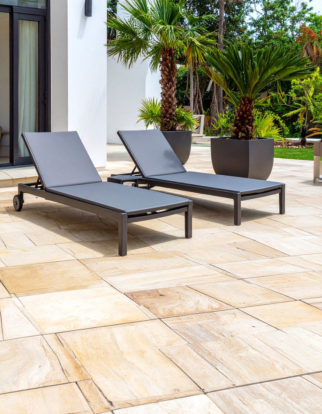 Simple Square Cut Stone Patio - 30 stone patio ideas on a budget