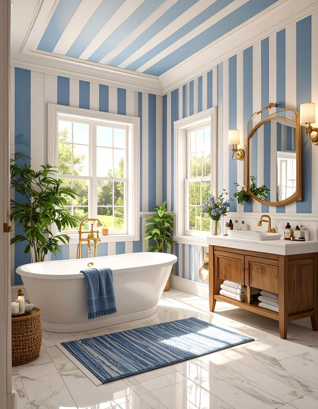 Simple Stripe Bathroom Wallpaper - 30 bathroom wallpaper ideas