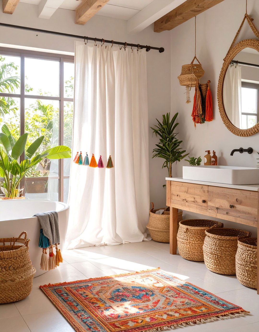 Simple Tassel Trim Bathroom - 30 bathroom shower curtain ideas