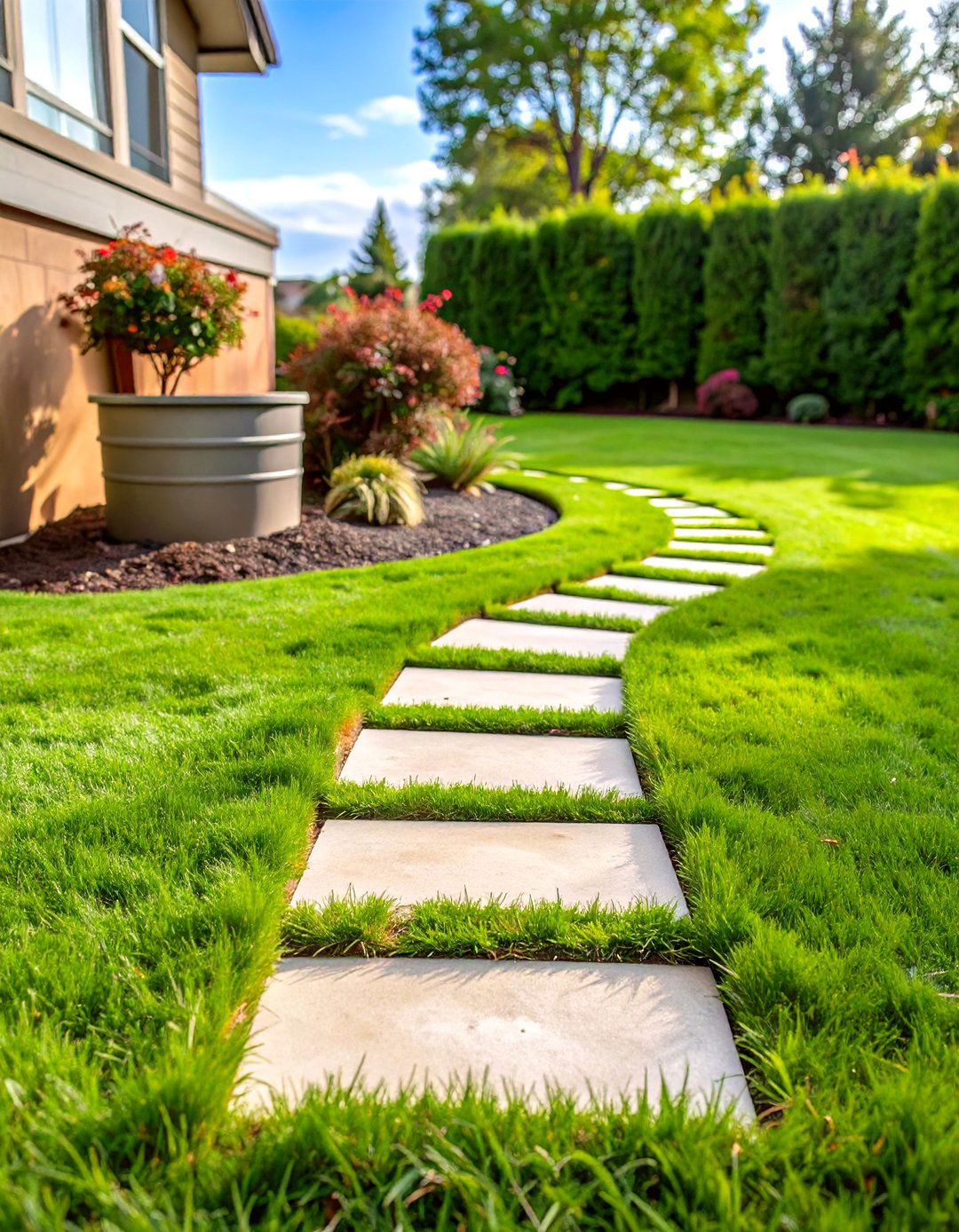 Simple Turfgrass with Access Markers - 30 septic tank landscaping ideas
