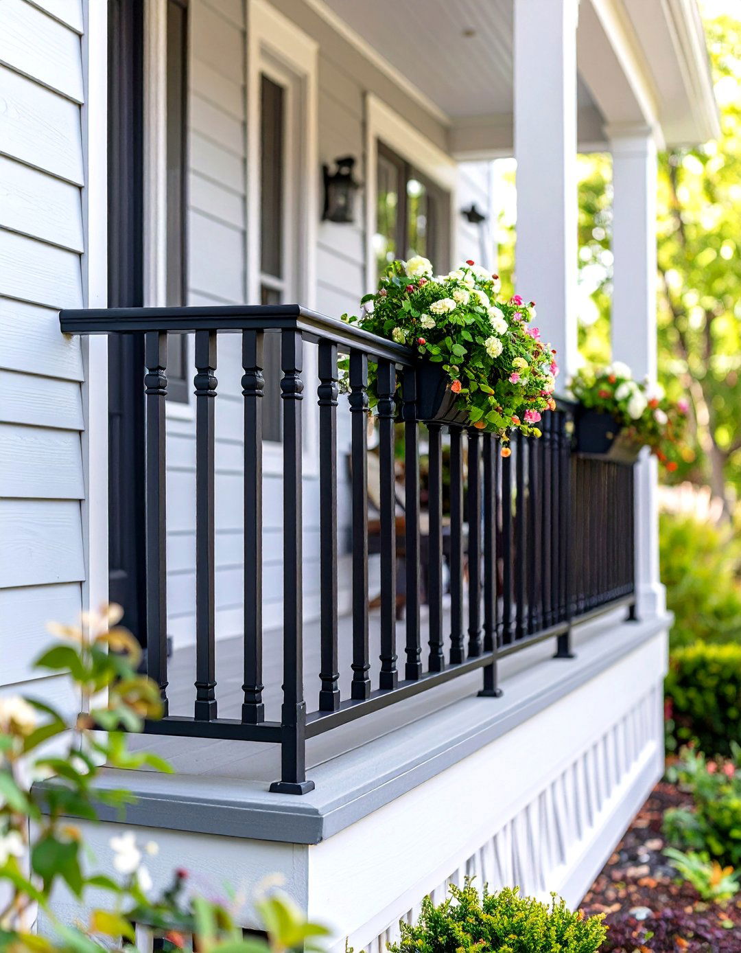 Simple Vertical Metal Bar Porch Railing - 30 porch railing ideas pictures
