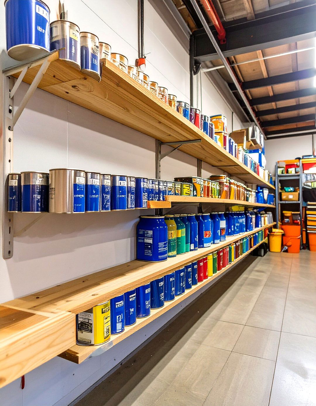 Simple Wood Shelf for Paint Cans - 30 wood garage storage ideas