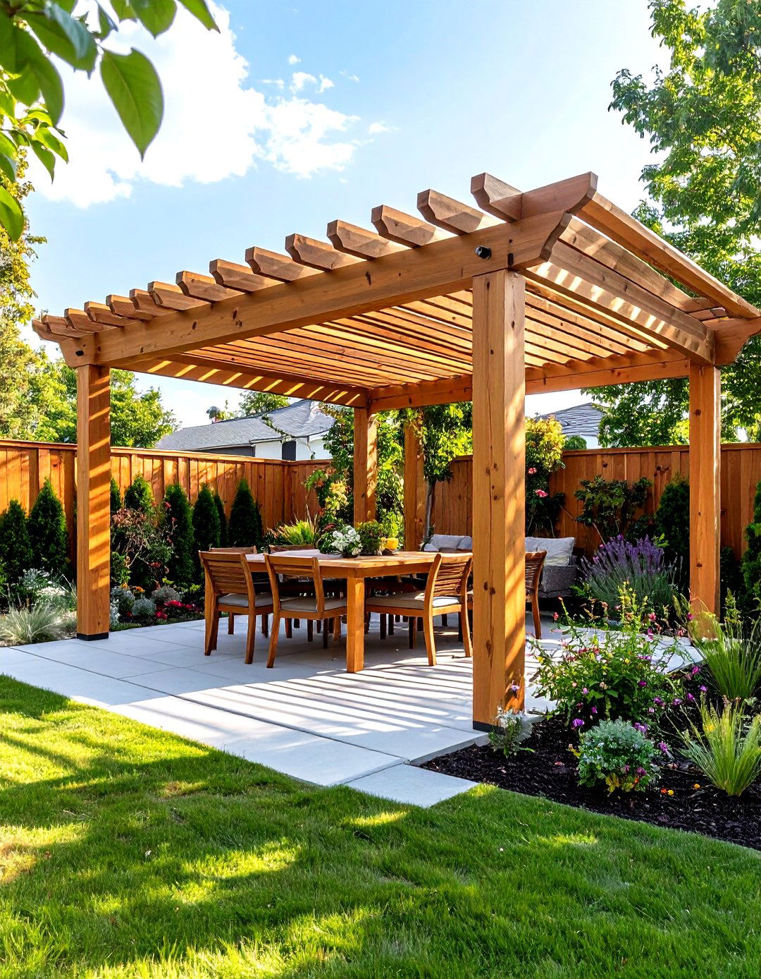 Simple Wood Slat Pergola - 30 patio shade ideas on a budget