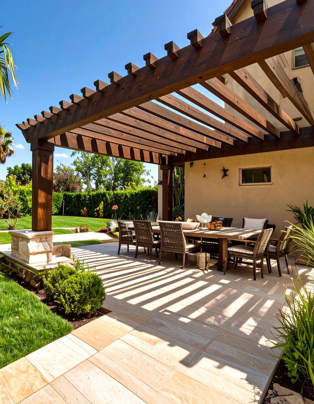 Simple Wood Slat Pergola - 30 cheap patio cover ideas
