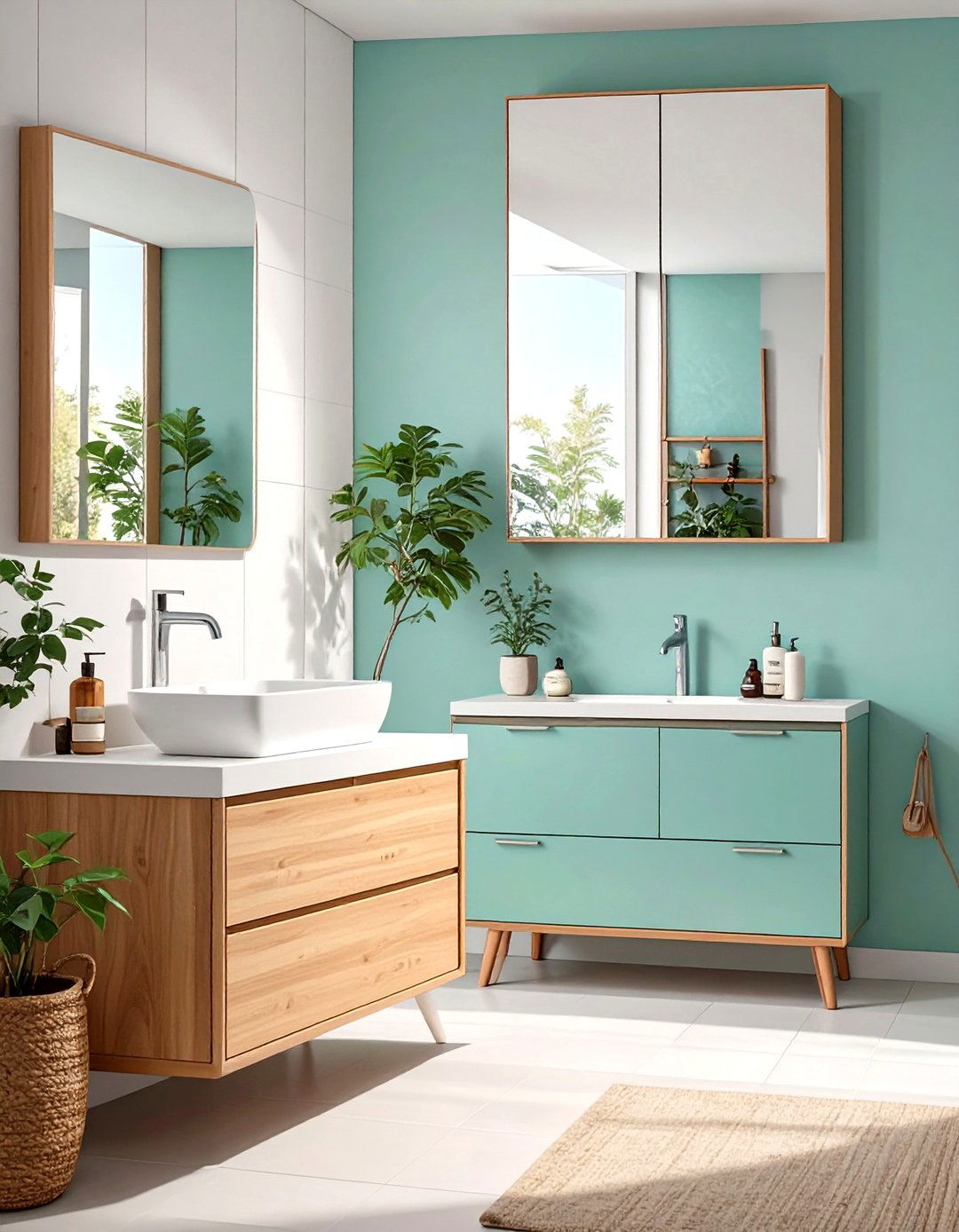 Simple Wooden Stools as Accents - 30 scandinavian bathroom design ideas