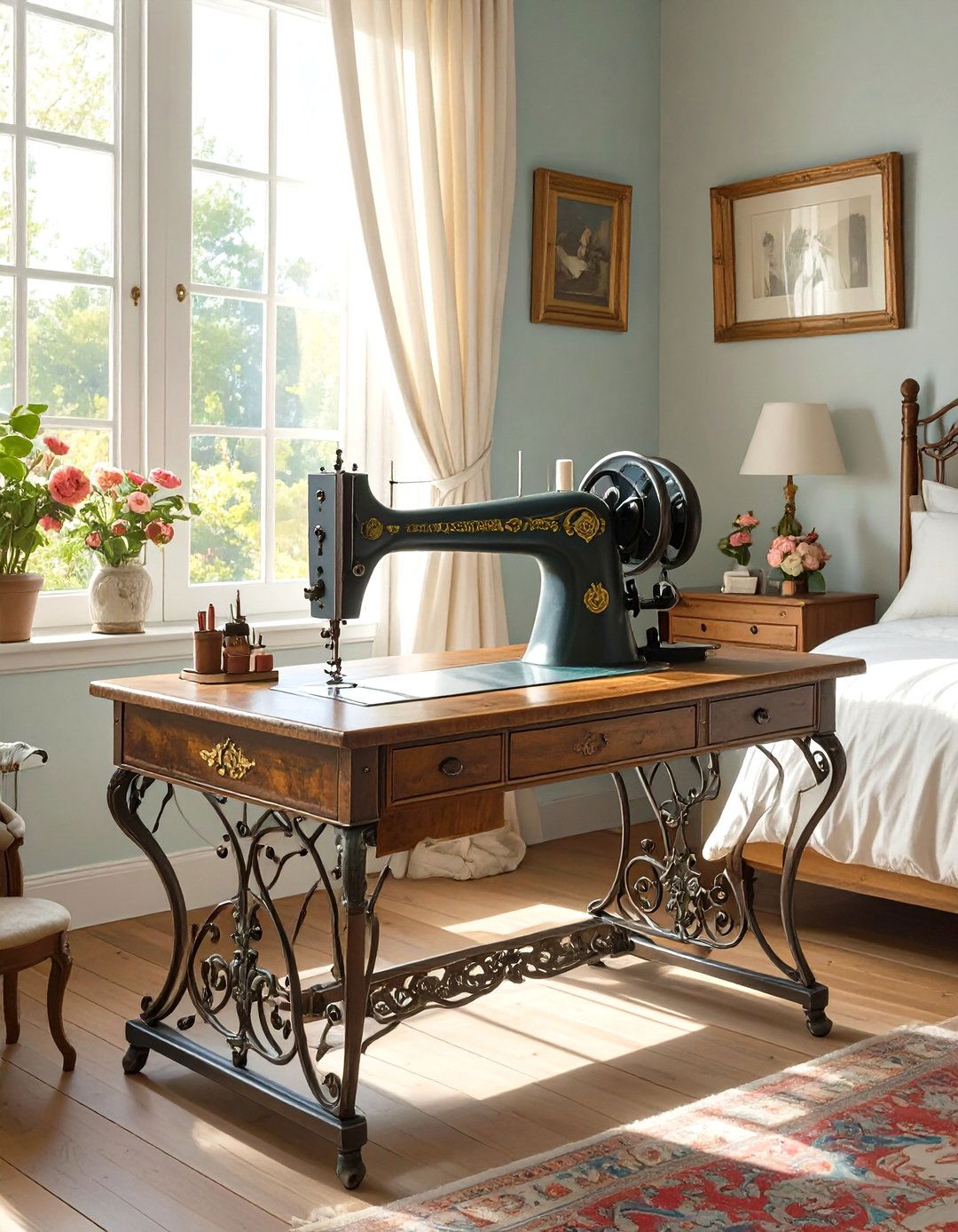 Singer Sewing Machine Table - 30 vintage bedroom ideas