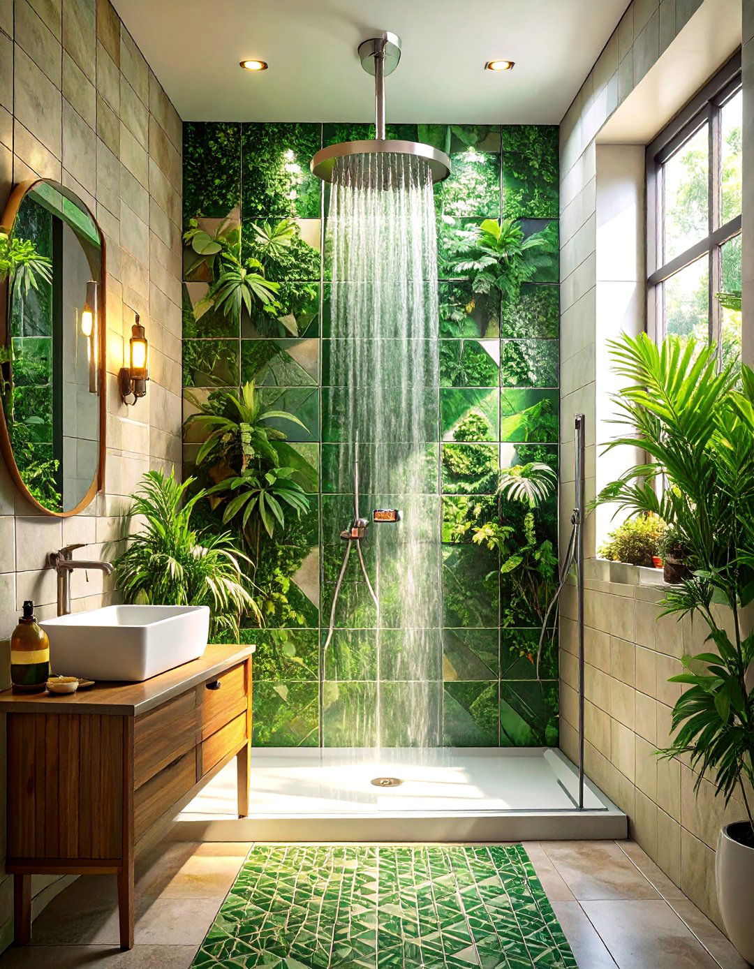 Single Accent Wall in the Shower - 30 shower small bathroom ideas
