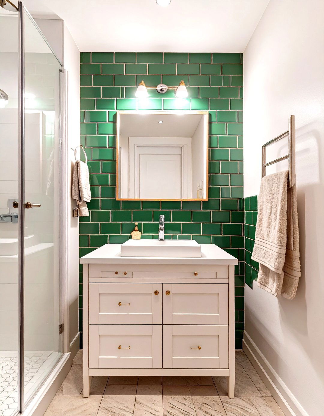 Single Accent Wall with Bold Tile - 30 small bathroom bathroom tile ideas