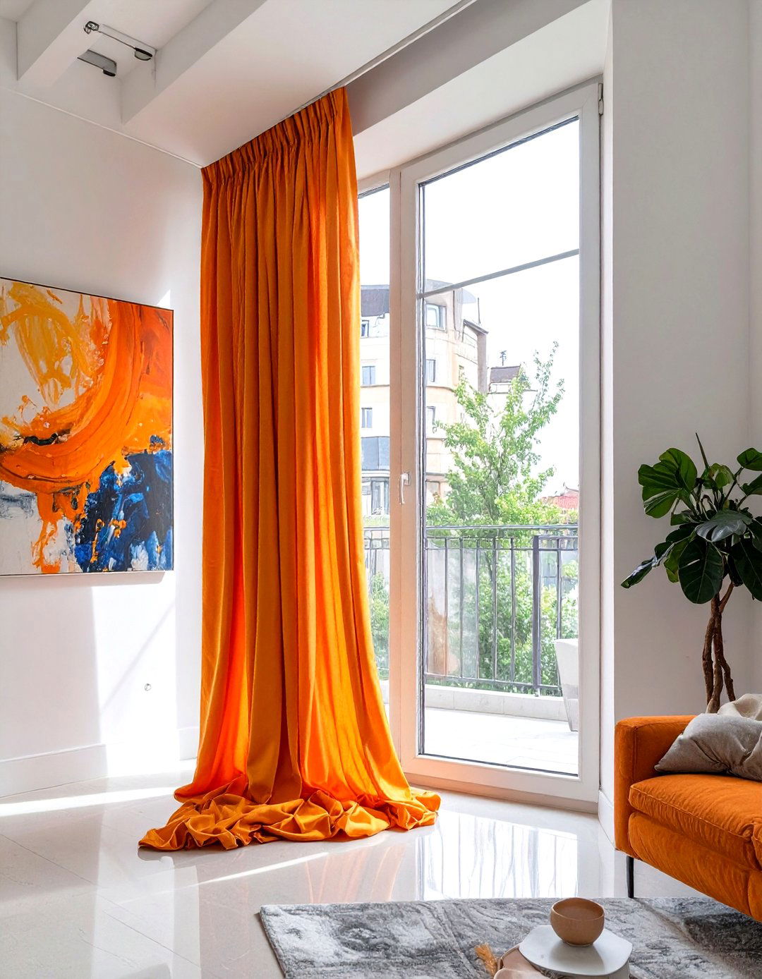 Single Asymmetrical Curtain Panel - 30 modern curtain designs for living room