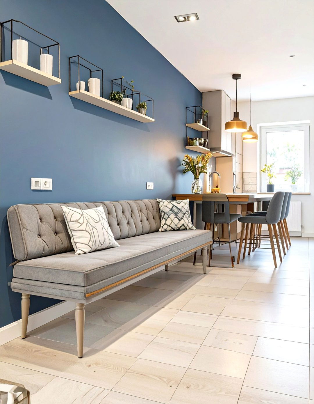Single Bench Kitchen Nook Against a Wall - 30 small kitchen nook ideas