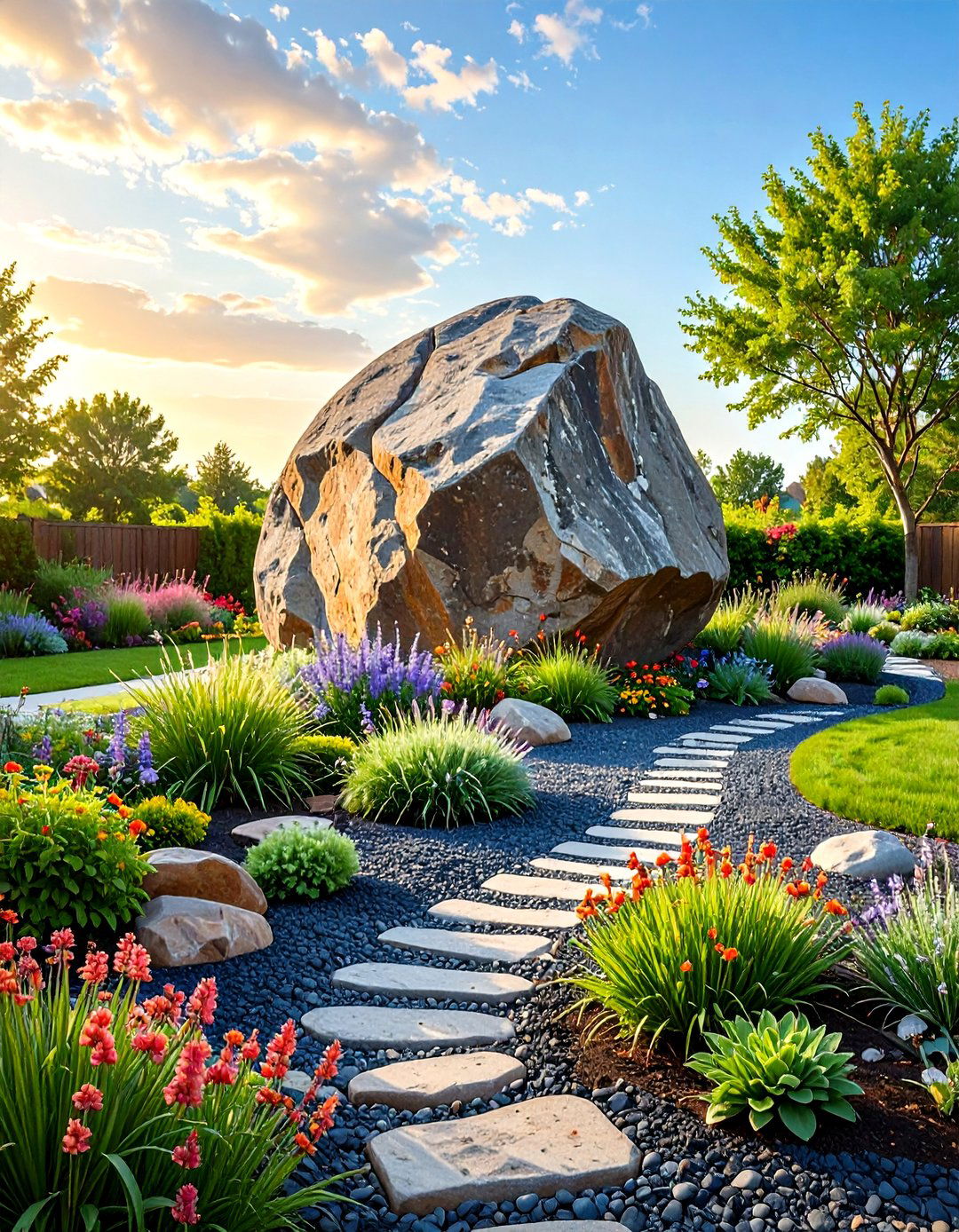 Single Boulder Rock Garden - 30 simple rock garden ideas