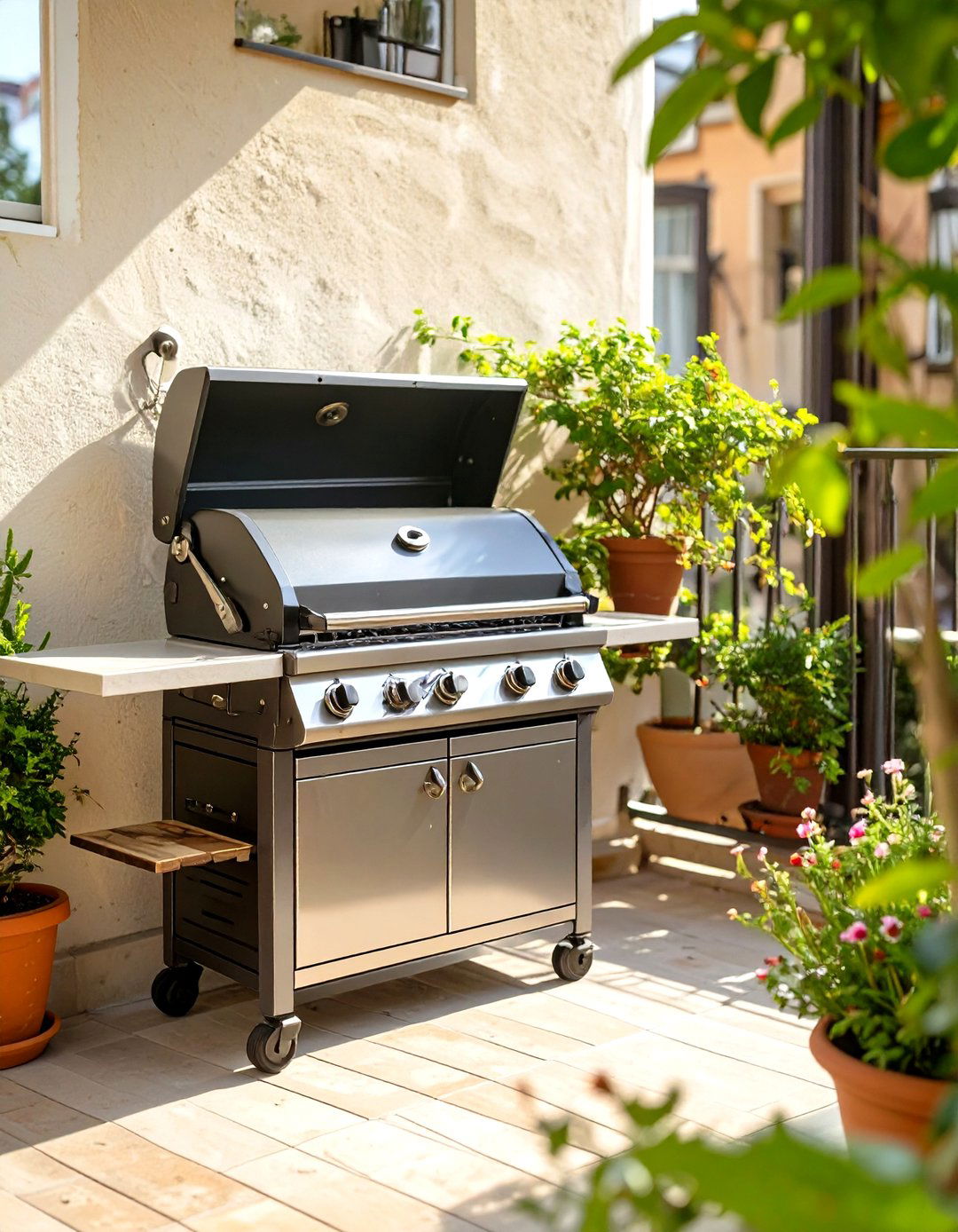 Single Burner Side Shelf Gas Grill - 30 small patio grill ideas