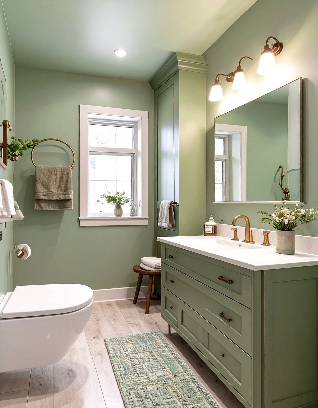 Single Color Drench - 30 cheap bathroom ideas for small bathrooms