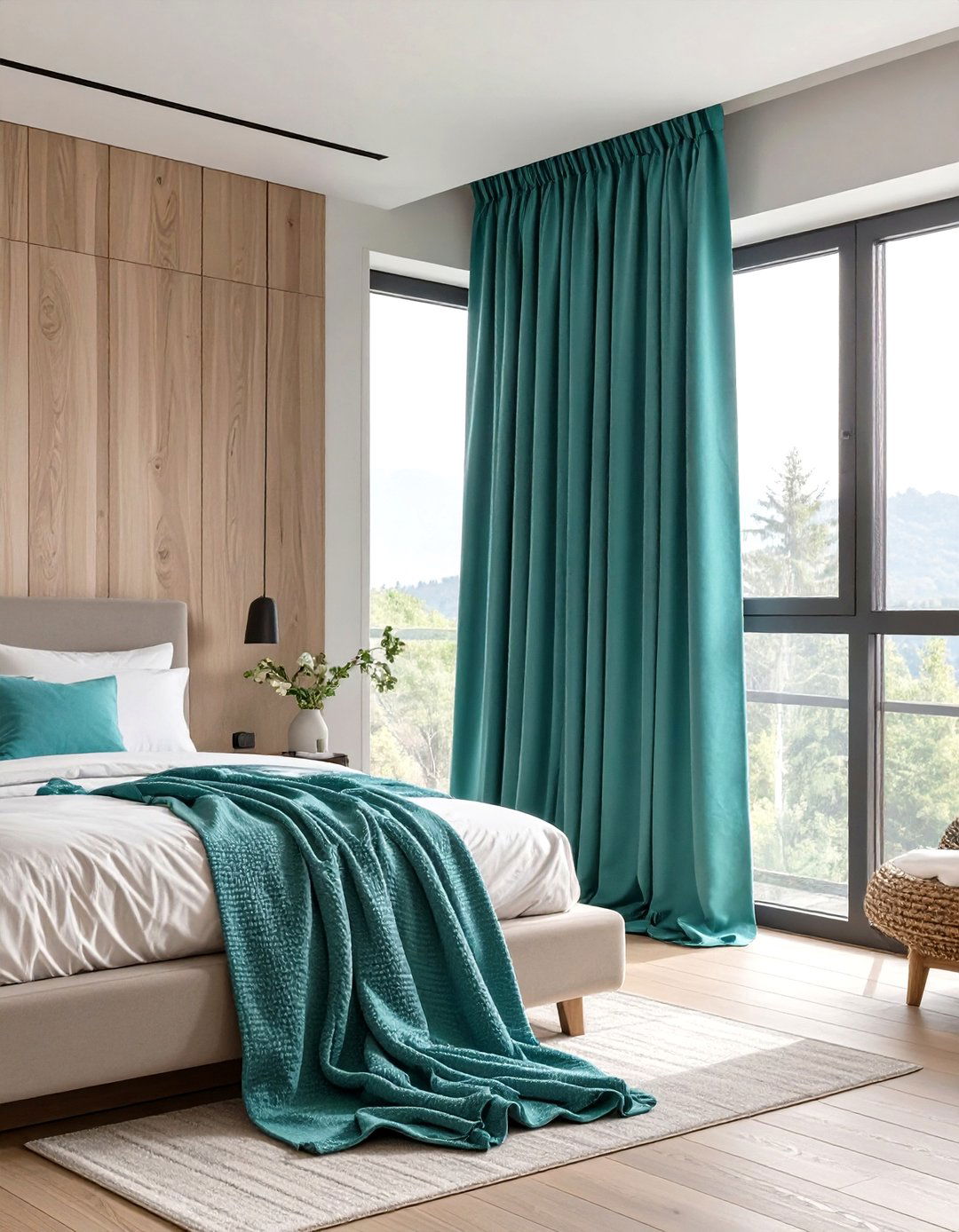 Single Curtain Panel for an Asymmetrical Bedroom Look - 30 curtain ideas for bedroom