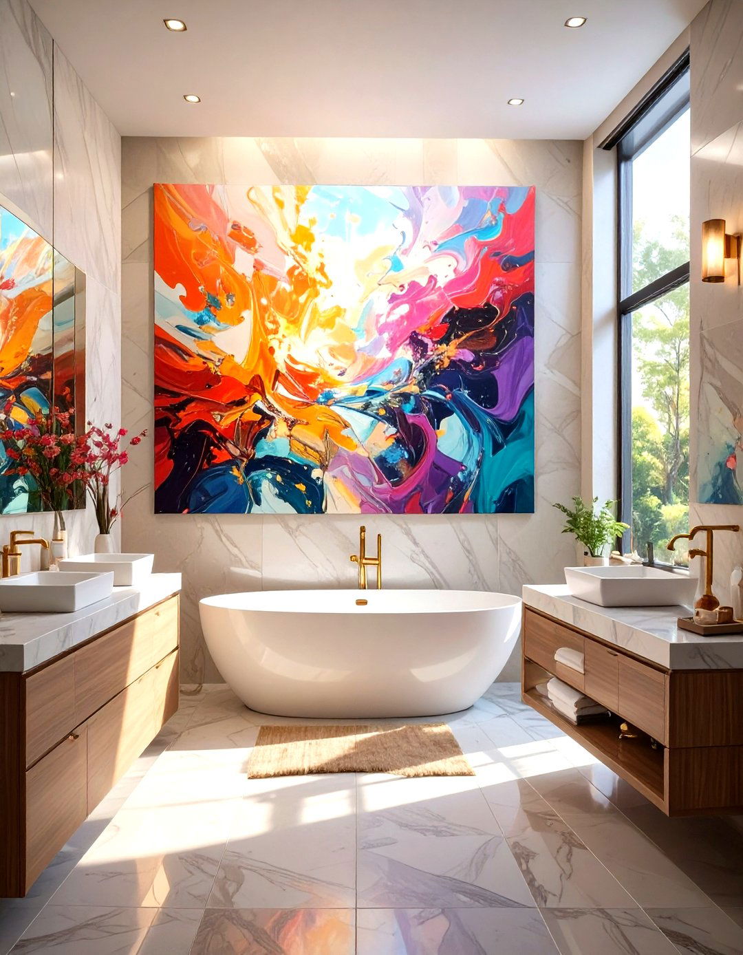 Single Oversized Statement Bathroom Art - 30 bathroom art ideas