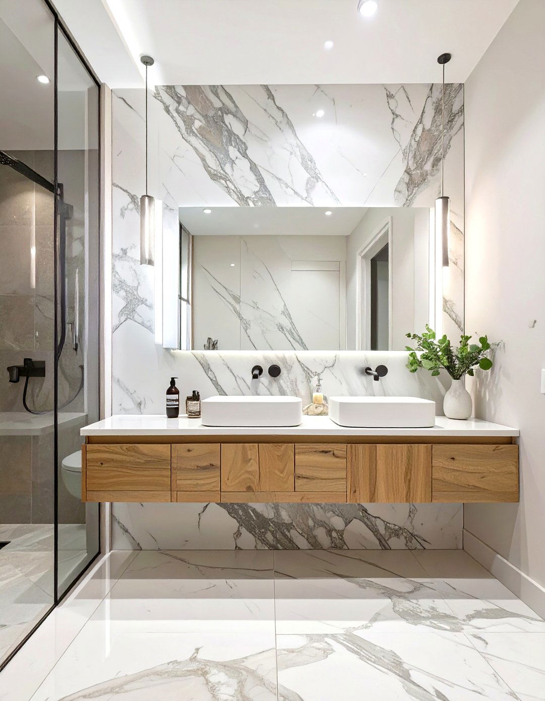 Single Slab Statement Half Bathroom - 30 half bathroom remodel ideas