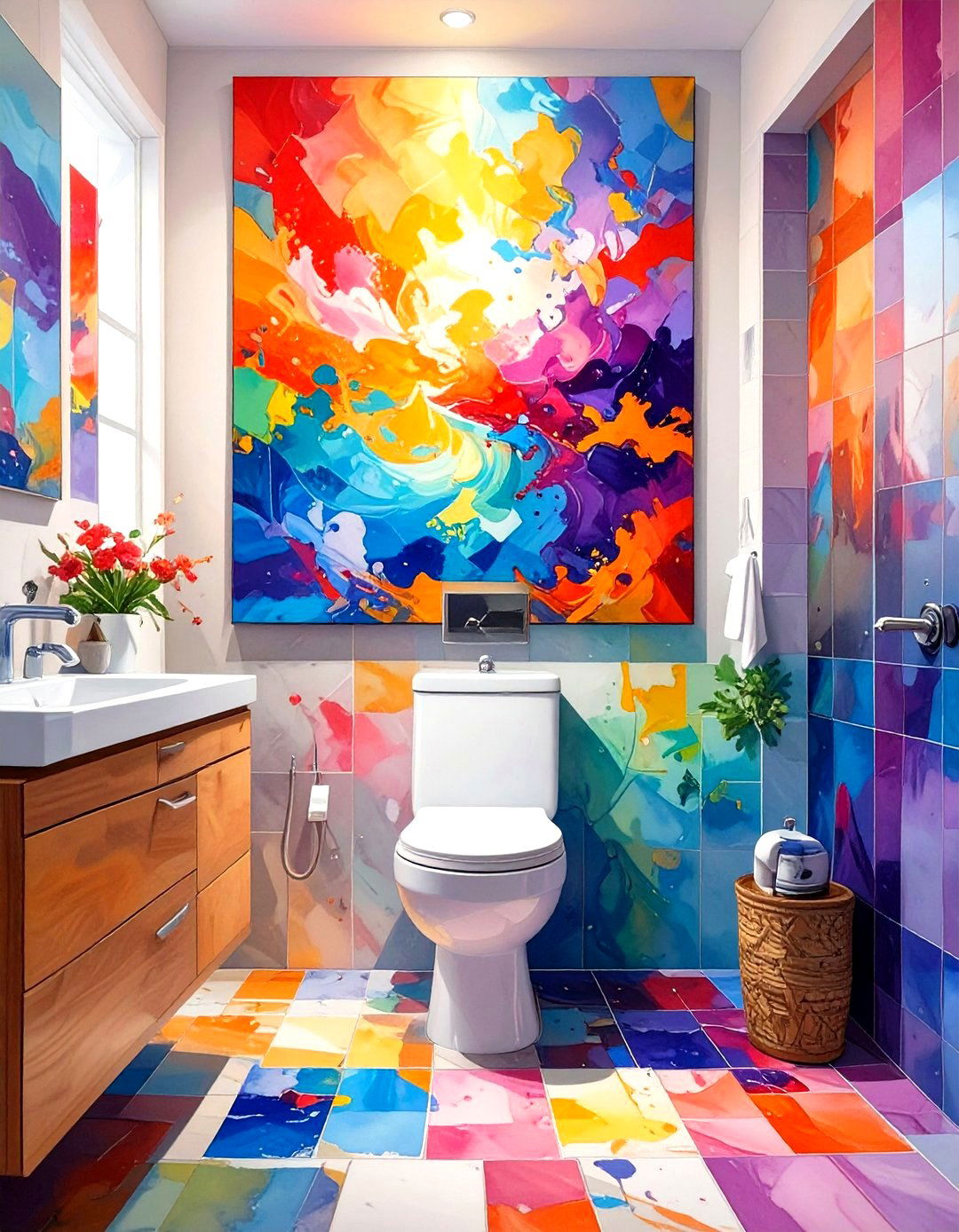 Single Statement Art Piece - 30 small bathroom decor ideas