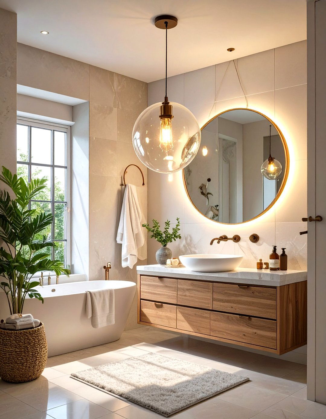Single Statement Pendant Light - 30 very small small half bathroom ideas