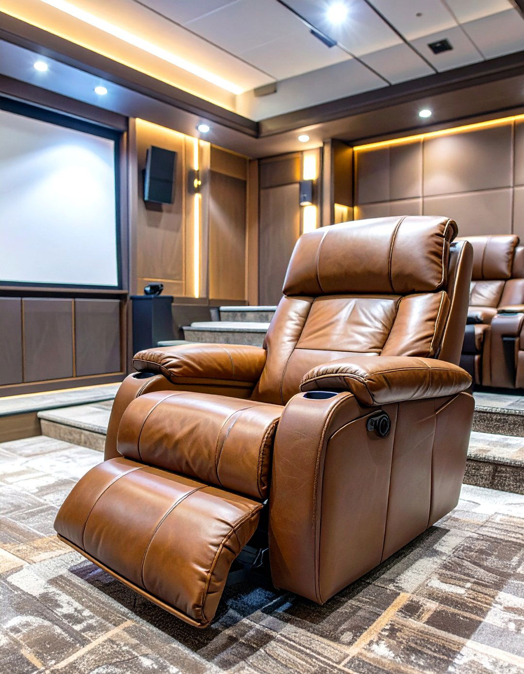 Single Upholstered Recliner - 30 small home theater seating ideas
