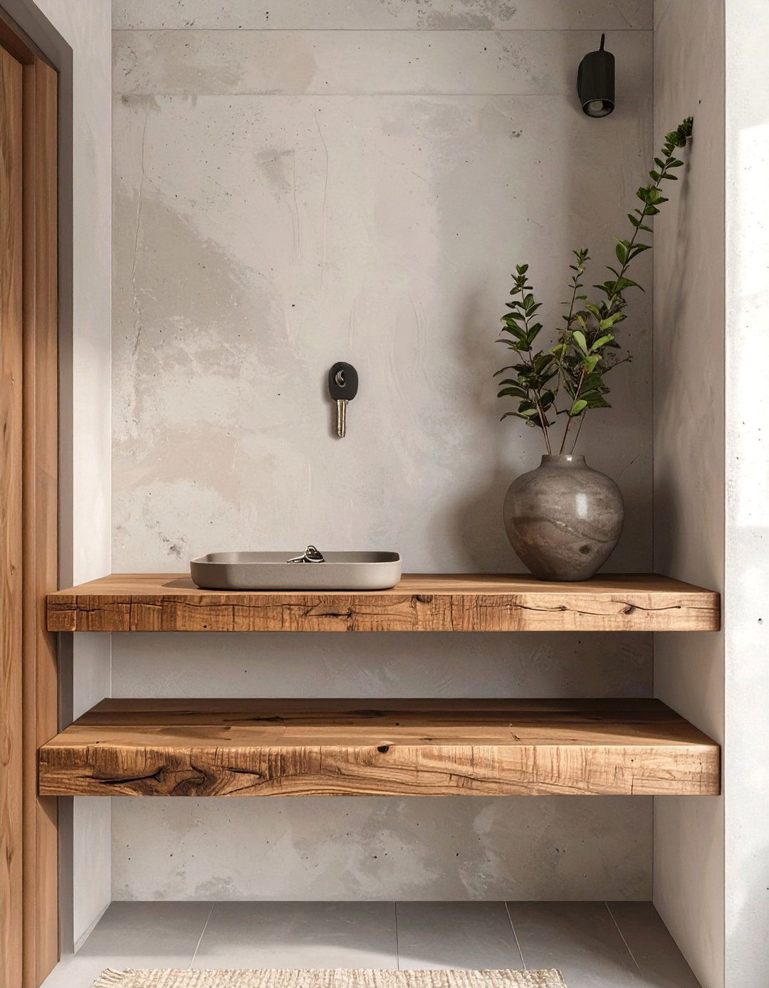Single Wall Mounted Floating Shelf - 30 small entryway design ideas