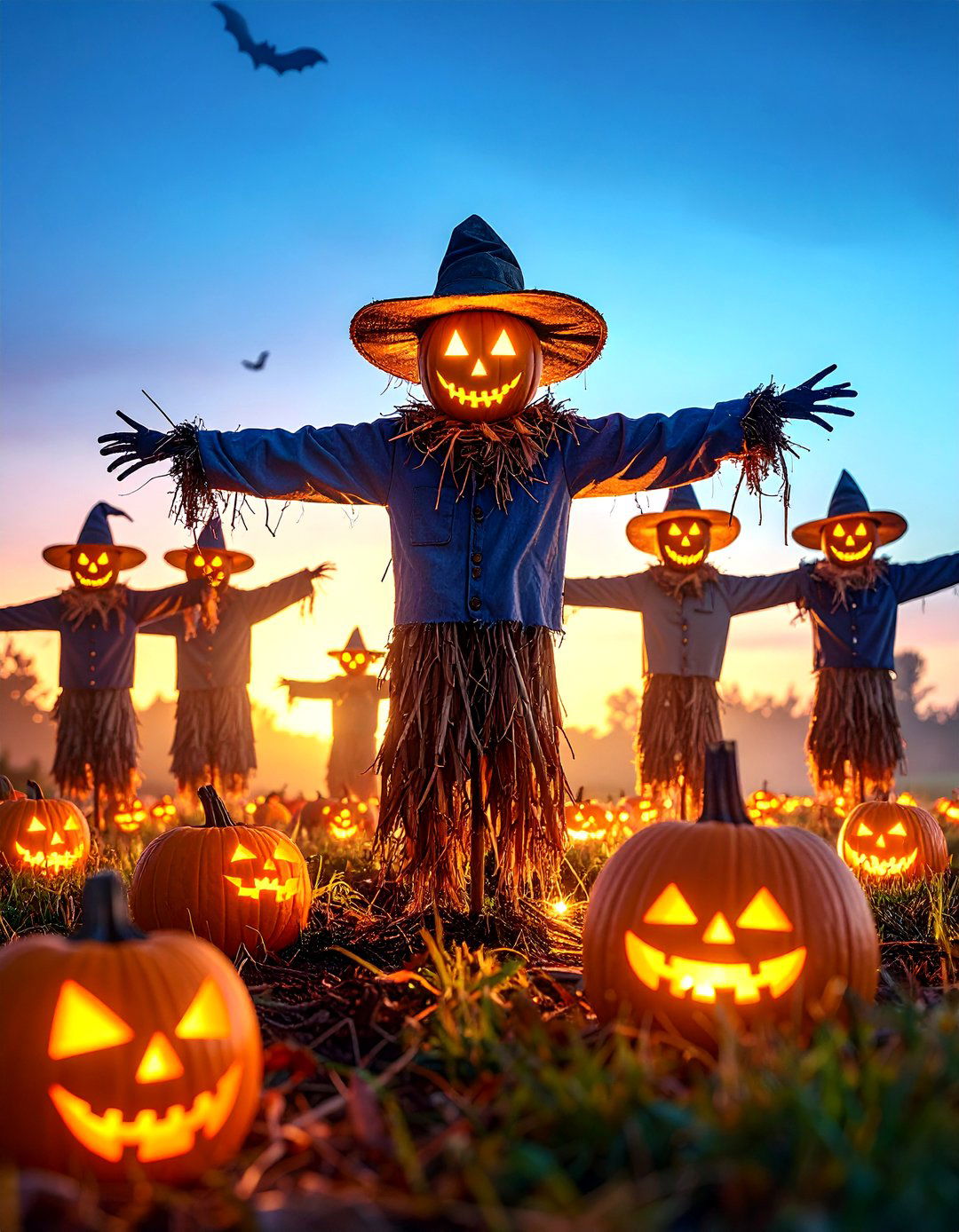 Sinister Scarecrow Field - 30 halloween decoration ideas outdoor diy