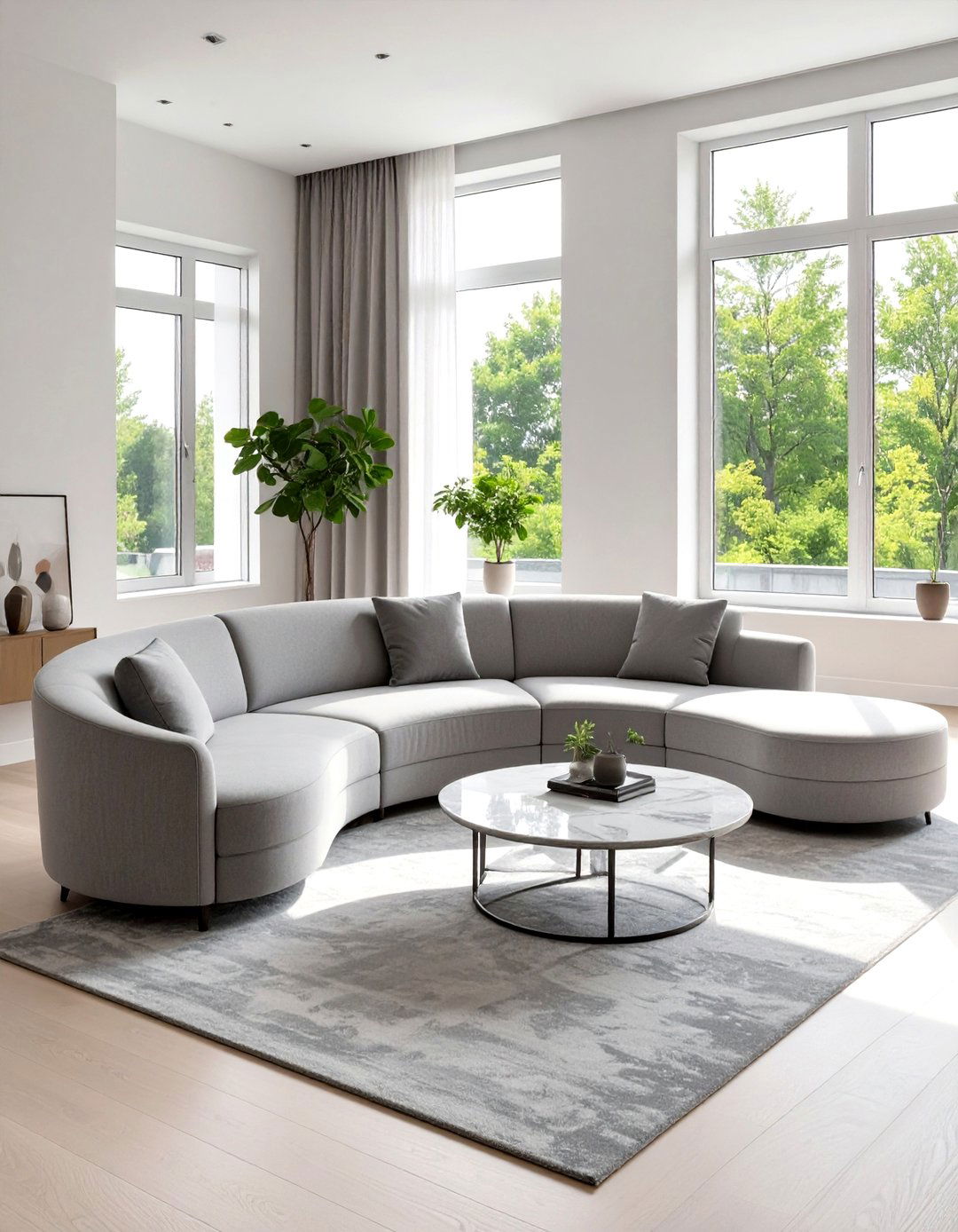 Sitting Room with a Curved Sofa - 30 sitting room decor ideas