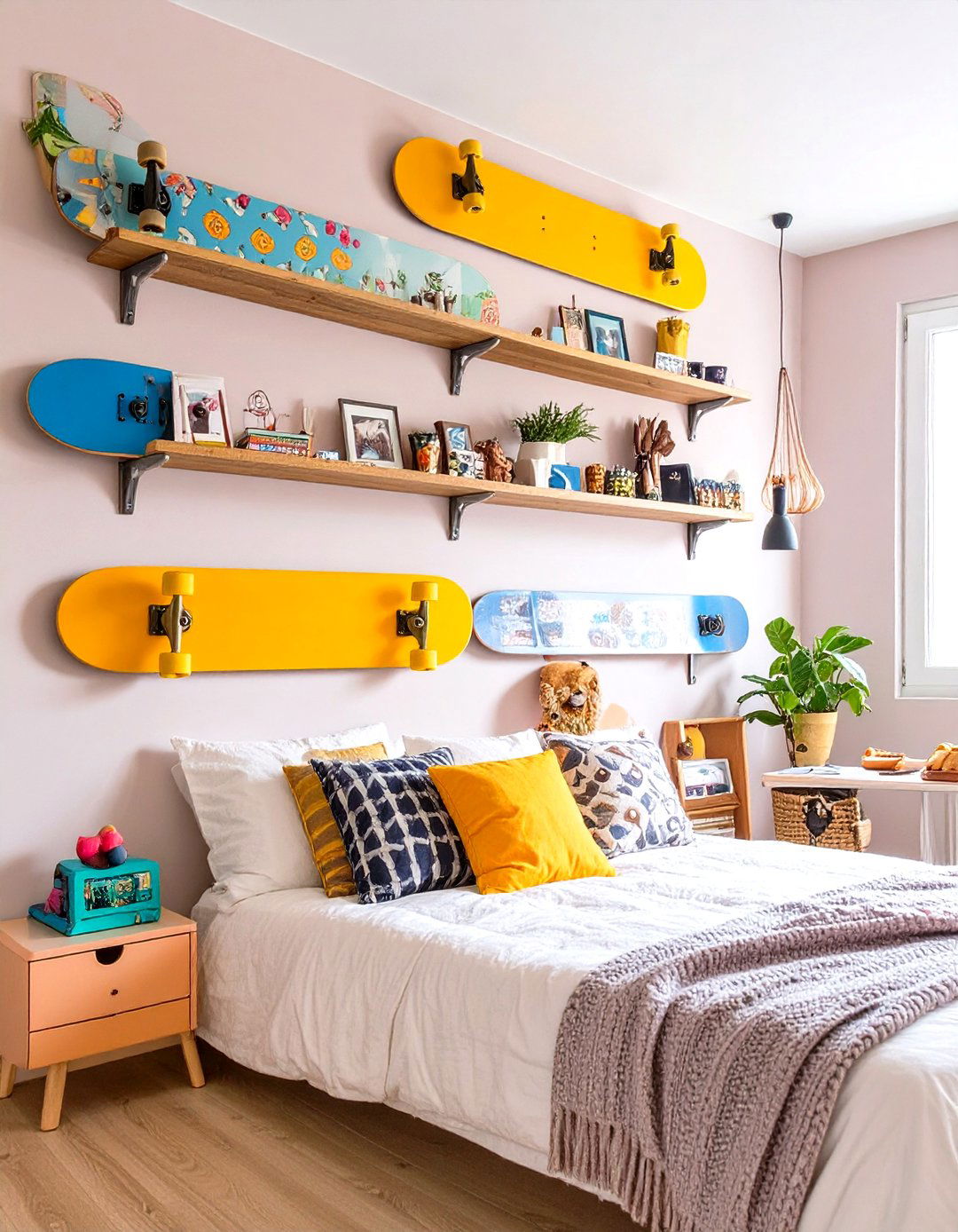 Skateboard Shelves for a Unique Display - 30 teenage girl room ideas