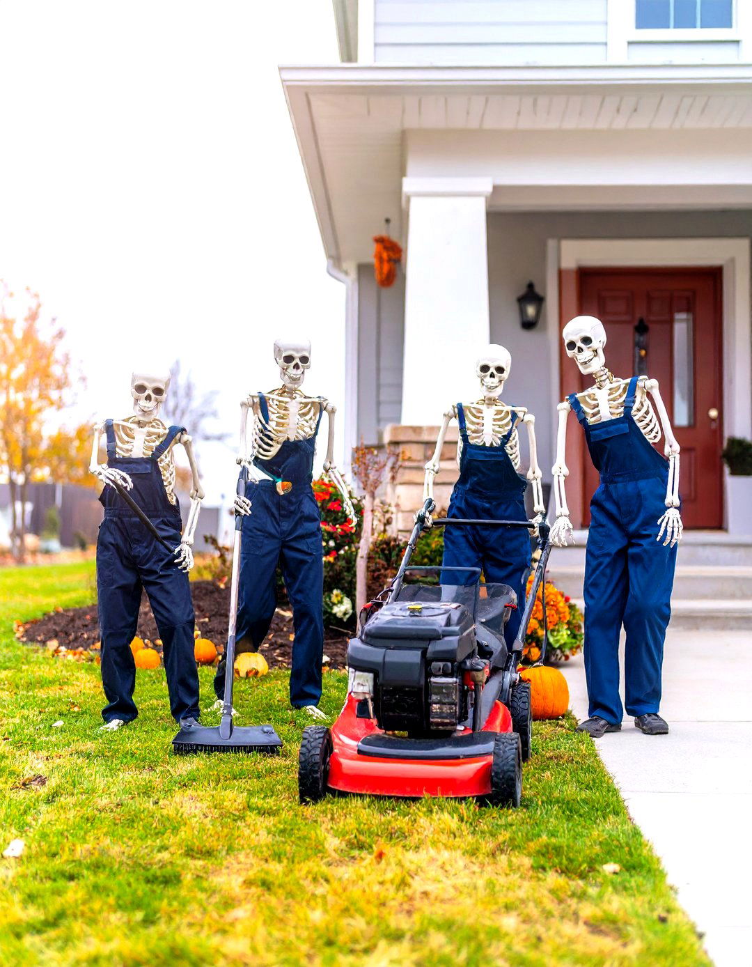 Skeleton Crew at Work - 30 halloween decoration ideas outdoor diy