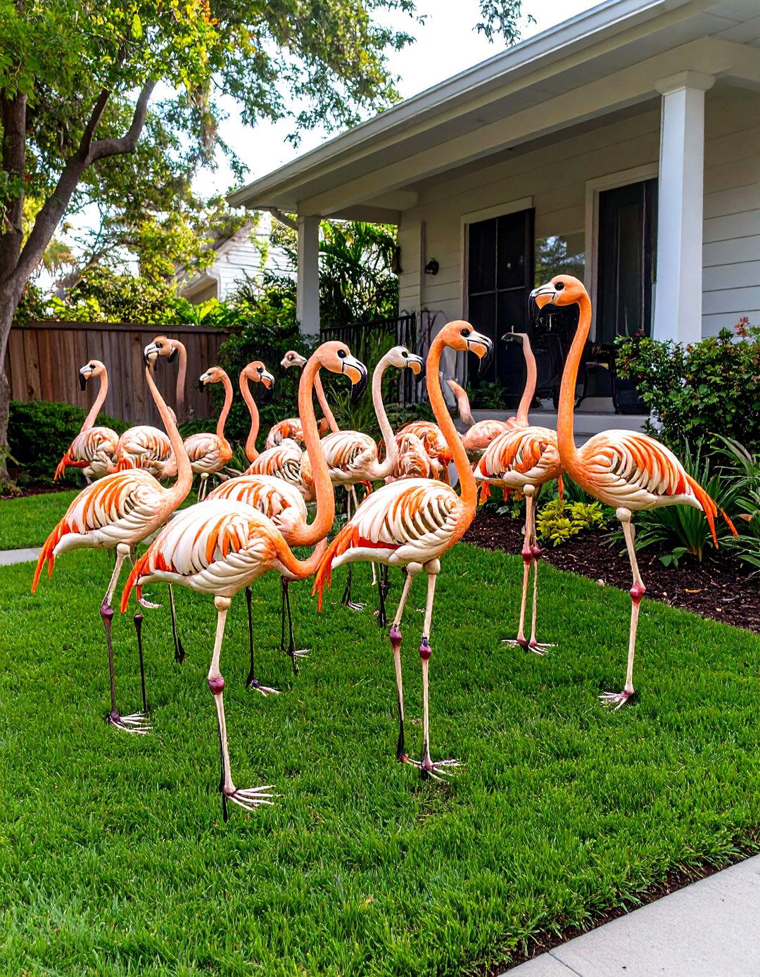 Skeleton Flamingos on the Lawn - 30 outdoor skeleton decoration ideas