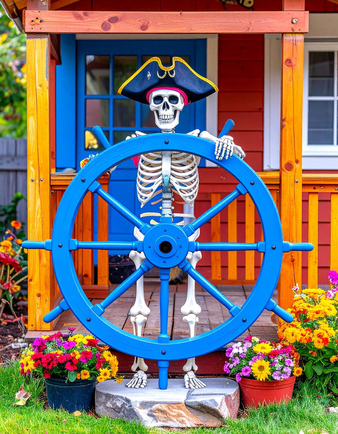 Skeleton Pirate Ship Captain - 30 outdoor skeleton decoration ideas