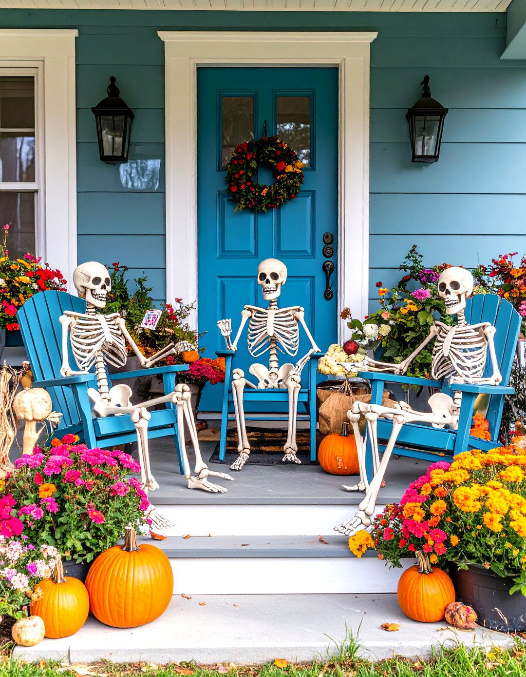 Skeleton Takeover Porch - 30 halloween front porch ideas