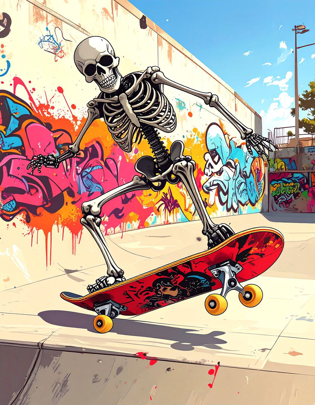 Skeleton and Skull Skateboard Deck Design - 30 skateboard deck designs