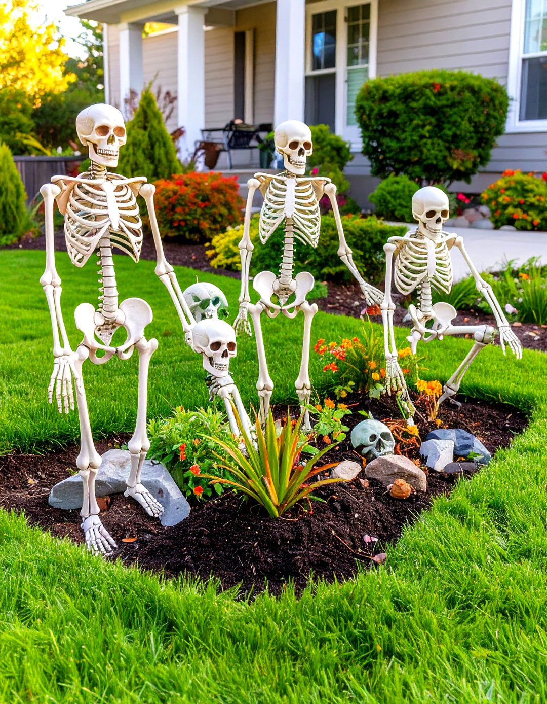 Skeletons Escaping from the Ground - 30 outdoor skeleton decoration ideas