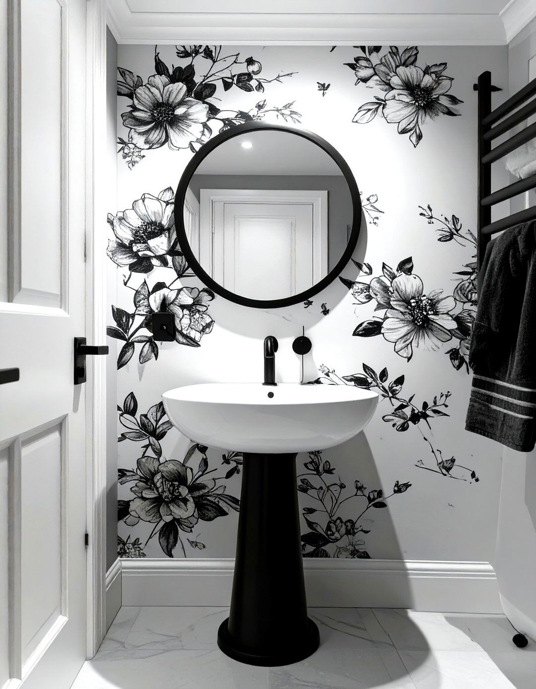 Sketched or Hand Drawn Wallpaper - 30 small bathroom bathroom wallpaper ideas